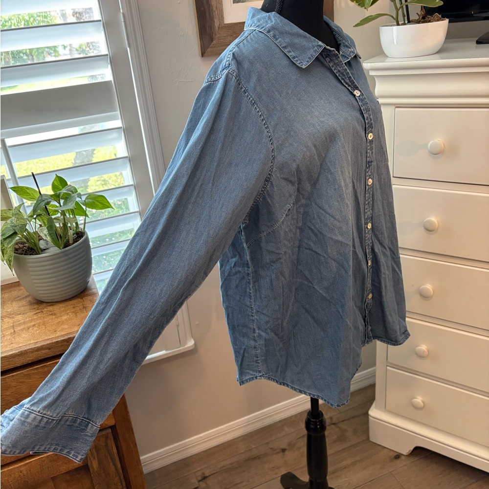 J. Jill Blue Denim Button-Up Shirt, 2X - Picture 5 of 13